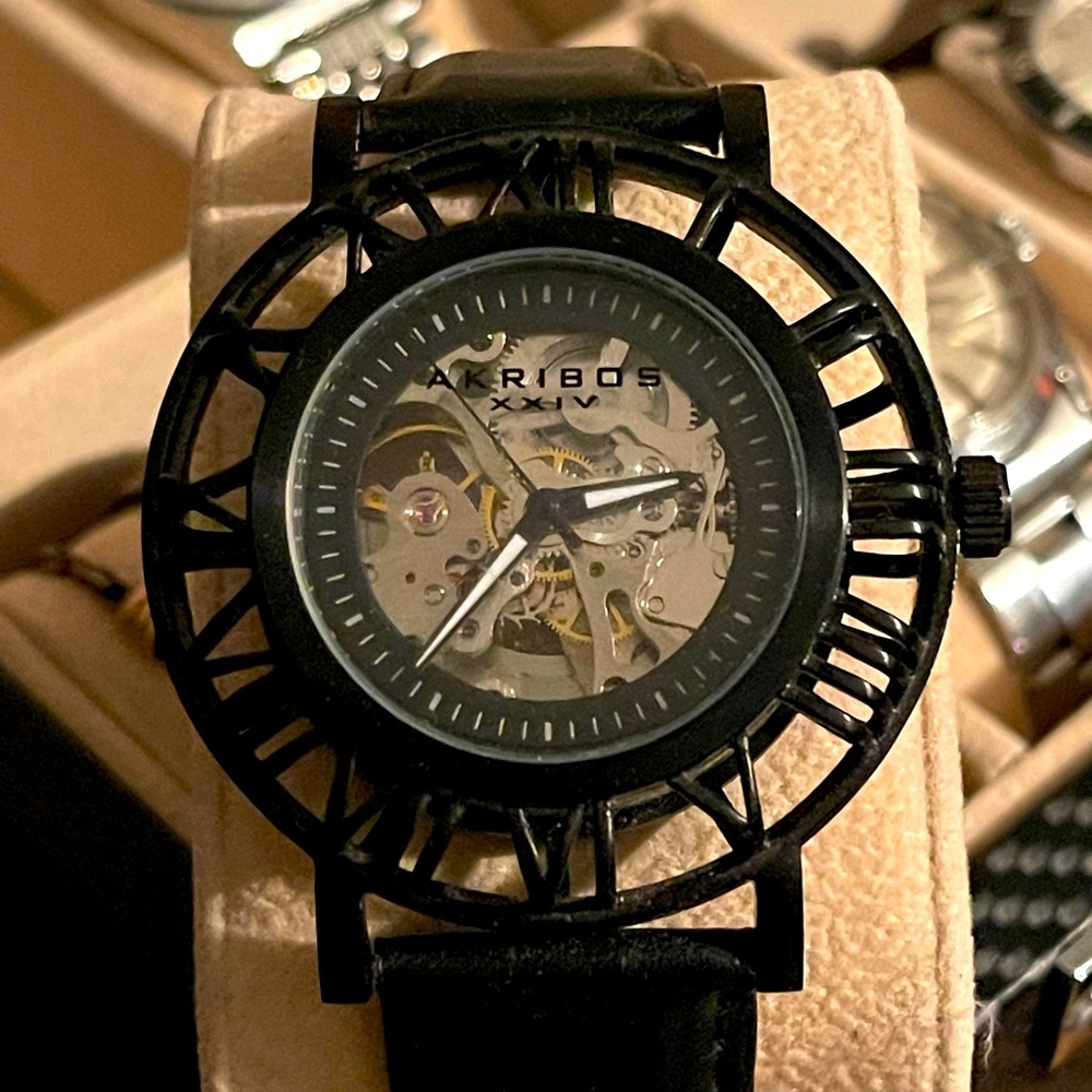 Akribos Automatic Skeleton Stainless Watch AK551BK